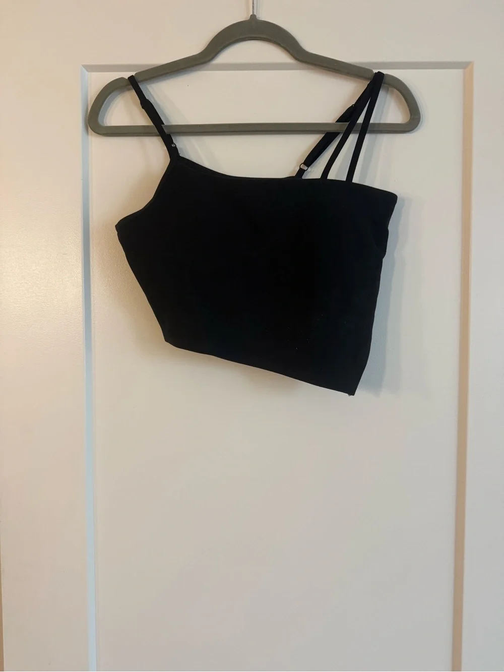 ALO Yoga Black Asymmetrical Double-Strap Crop Top